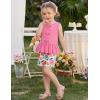 Arshiner Girls Clothes Summer 2 Piece Outfits Sleeveless Butterfly Knot Ruffle Hem Tops and Shorts Kids Short Sets 2-10 Years(Pink&daisy)