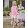 Arshiner Girls Clothes Summer 2 Piece Outfits Sleeveless Butterfly Knot Ruffle Hem Tops and Shorts Kids Short Sets 2-10 Years(Pink&floral)