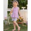 Arshiner Girls Clothes Summer 2 Piece Outfits Sleeveless Butterfly Knot Ruffle Hem Tops and Shorts Kids Short Sets 2-10 Years(Purple&butterfly)