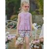 Arshiner Girls Clothes Summer 2 Piece Outfits Sleeveless Butterfly Knot Ruffle Hem Tops and Shorts Kids Short Sets 2-10 Years(Purple&butterfly)