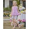 Arshiner Girls Clothes Summer 2 Piece Outfits Sleeveless Butterfly Knot Ruffle Hem Tops and Shorts Kids Short Sets 2-10 Years(Purple&butterfly)