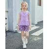 Arshiner Girls Clothes Summer 2 Piece Outfits Sleeveless Butterfly Knot Ruffle Hem Tops and Shorts Kids Short Sets 2-10 Years(Purple&leopard)