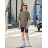 Arshiner Girls T Shirts Oversized Short Sleeve Kids Summer Tops Soft Casual Crewneck Basic Tees(Leopard Print)