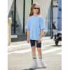 Arshiner Girls T Shirts Oversized Short Sleeve Kids Summer Tops Soft Casual Crewneck Basic Tees(Light Blue)