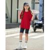 Arshiner Girls T Shirts Oversized Short Sleeve Kids Summer Tops Soft Casual Crewneck Basic Tees(Red)