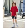 Arshiner Girls T Shirts Oversized Short Sleeve Kids Summer Tops Soft Casual Crewneck Basic Tees(Red)