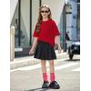 Arshiner Girls T Shirts Oversized Short Sleeve Kids Summer Tops Soft Casual Crewneck Basic Tees(Red)