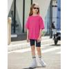 Arshiner Girls T Shirts Oversized Short Sleeve Kids Summer Tops Soft Casual Crewneck Basic Tees(Rose Red)