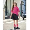 Arshiner Girls T Shirts Oversized Short Sleeve Kids Summer Tops Soft Casual Crewneck Basic Tees(Rose Red)