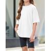 Arshiner Girls T Shirts Oversized Short Sleeve Kids Summer Tops Soft Casual Crewneck Basic Tees(White)
