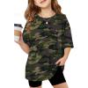 Arshiner Girls T Shirts Oversized Short Sleeve Kids Summer Tops Soft Casual Crewneck Basic Tees(Camo)