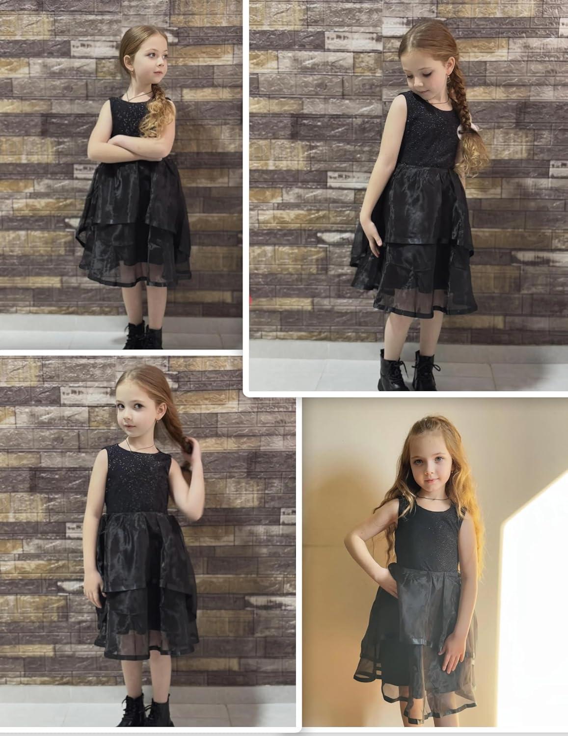 image:imageArshiner Girls Dress Formal Party Fluffy Tulle Sleeveless Belted Dresses Size 311YBlack
