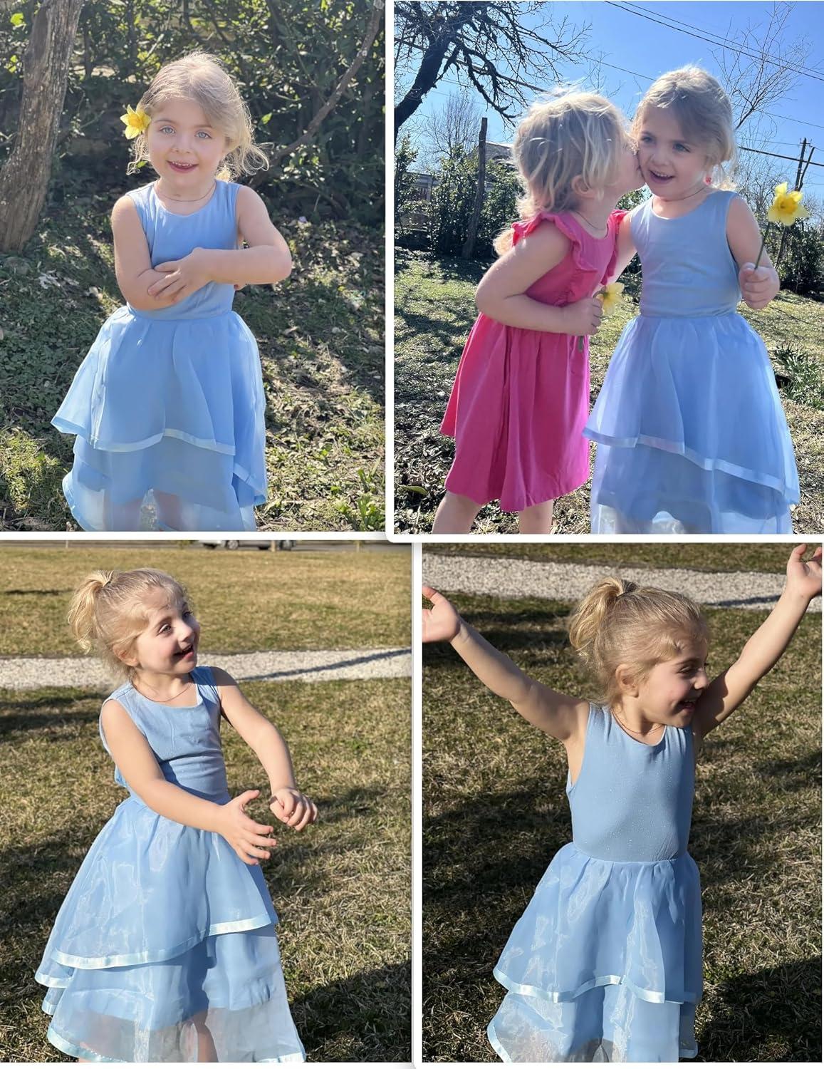 image:imageArshiner Girls Dress Formal Party Fluffy Tulle Sleeveless Belted Dresses Size 311YLight Blue