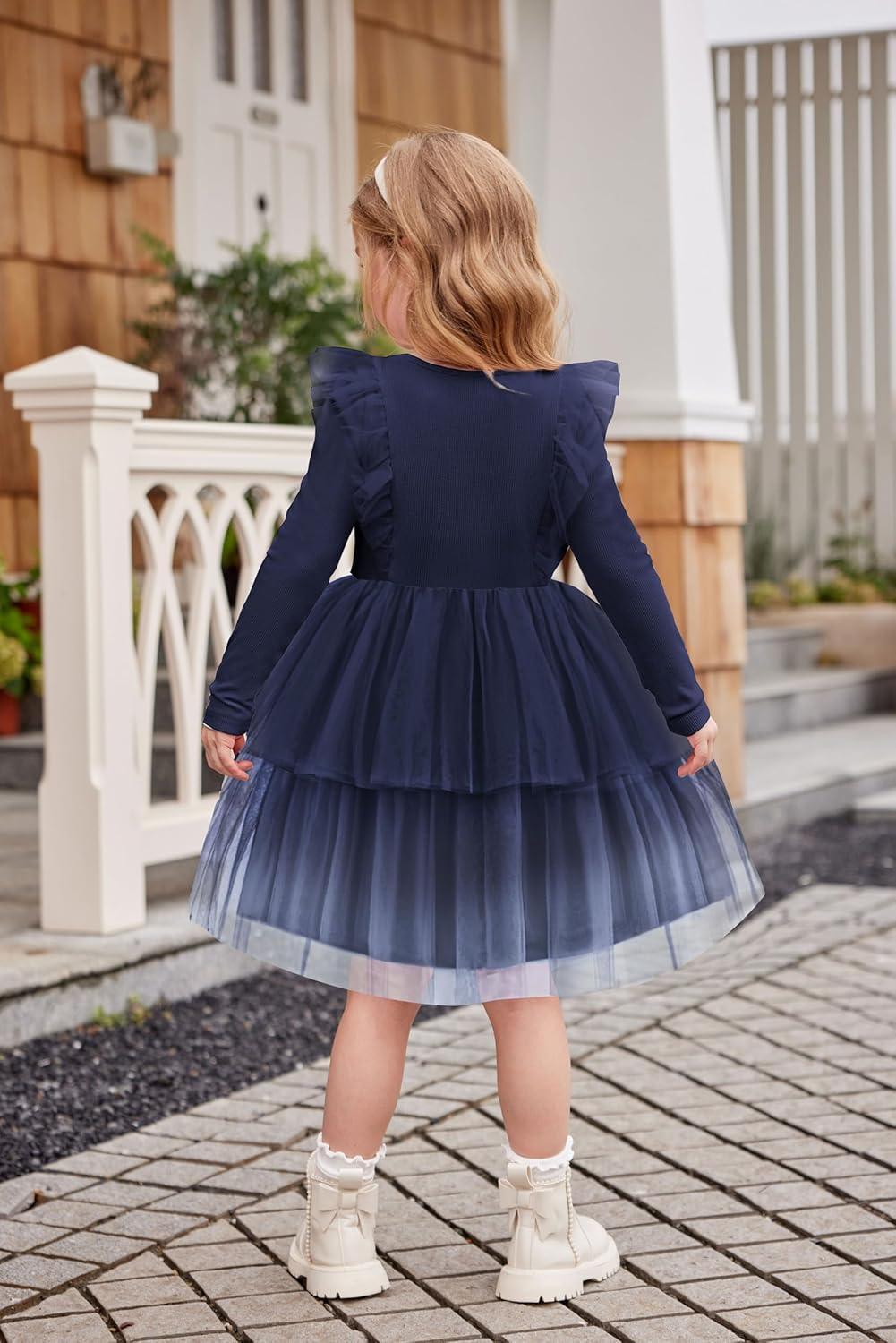 image:imageArshiner Toddler Dress Baby Girls Tutu Tiered Formal Party Sequin Tulle Dresses Fall Winter Clothes for 16 YearsNavy Gradient