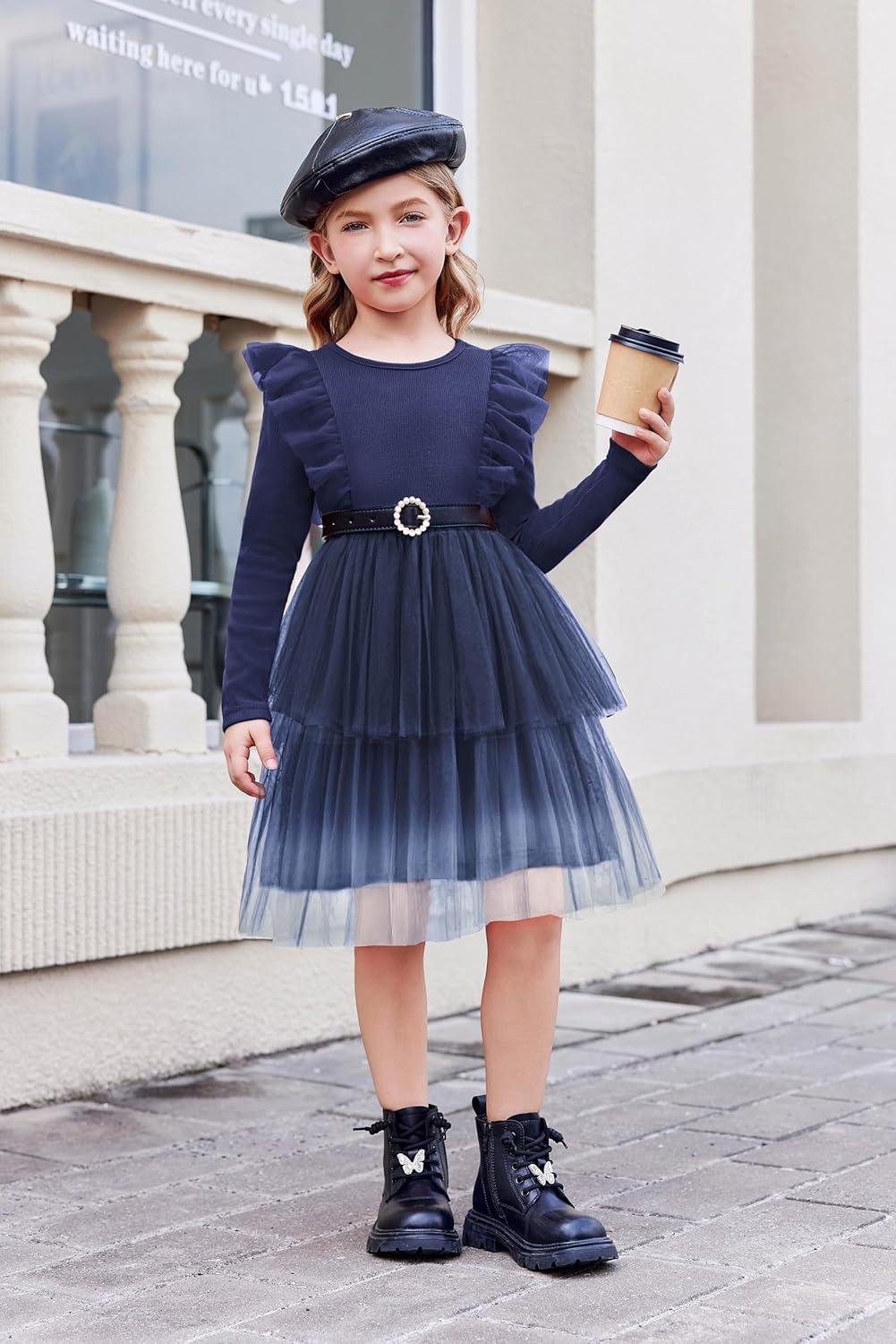 image:imageArshiner Toddler Dress Baby Girls Tutu Tiered Formal Party Sequin Tulle Dresses Fall Winter Clothes for 16 YearsNavy Gradient