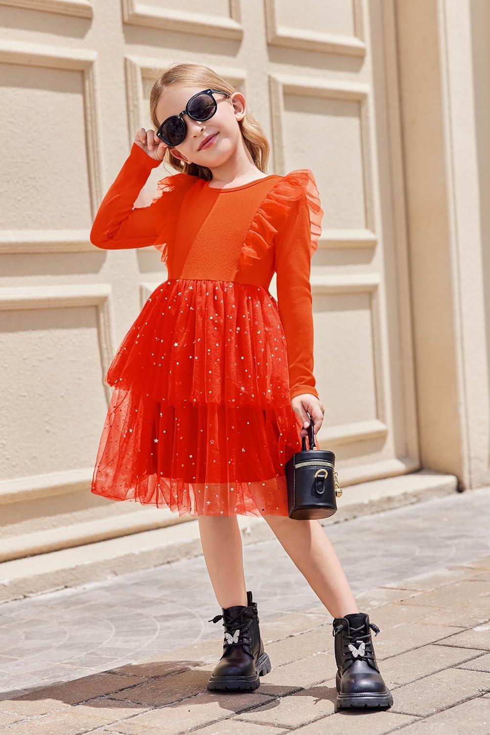 image:imageArshiner Toddler Dress Baby Girls Tutu Tiered Formal Party Sequin Tulle Dresses Fall Winter Clothes for 16 YearsOrange