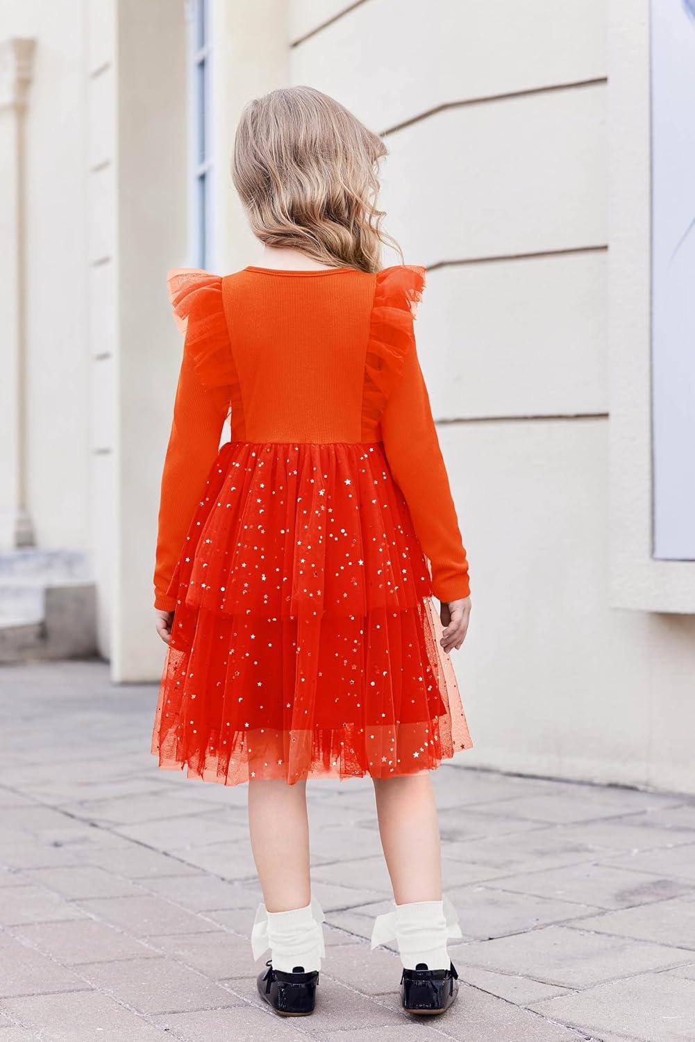 image:imageArshiner Toddler Dress Baby Girls Tutu Tiered Formal Party Sequin Tulle Dresses Fall Winter Clothes for 16 YearsOrange