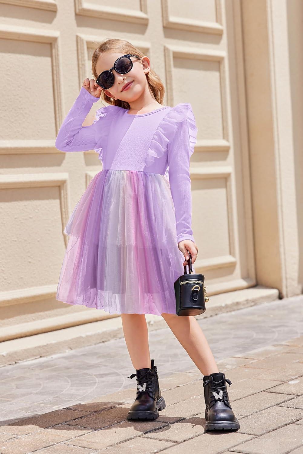 image:imageArshiner Toddler Dress Baby Girls Tutu Tiered Formal Party Sequin Tulle Dresses Fall Winter Clothes for 16 YearsPurple Gradient