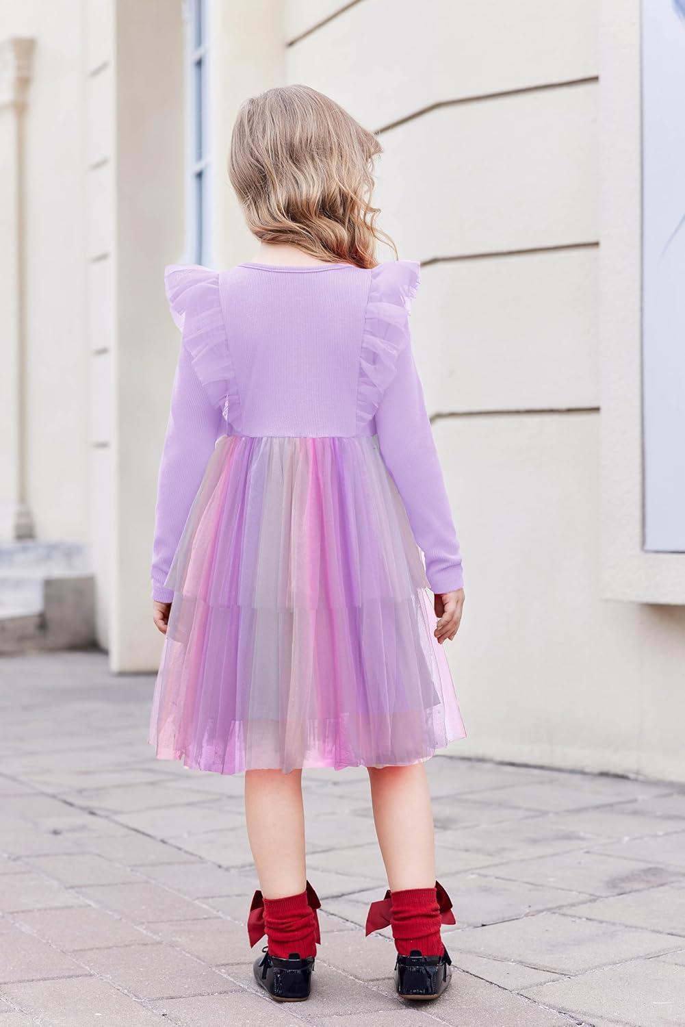 image:imageArshiner Toddler Dress Baby Girls Tutu Tiered Formal Party Sequin Tulle Dresses Fall Winter Clothes for 16 YearsPurple Gradient