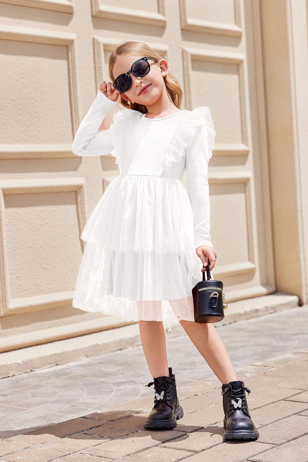 image:imageArshiner Toddler Dress Baby Girls Tutu Tiered Formal Party Sequin Tulle Dresses Fall Winter Clothes for 16 YearsWhite
