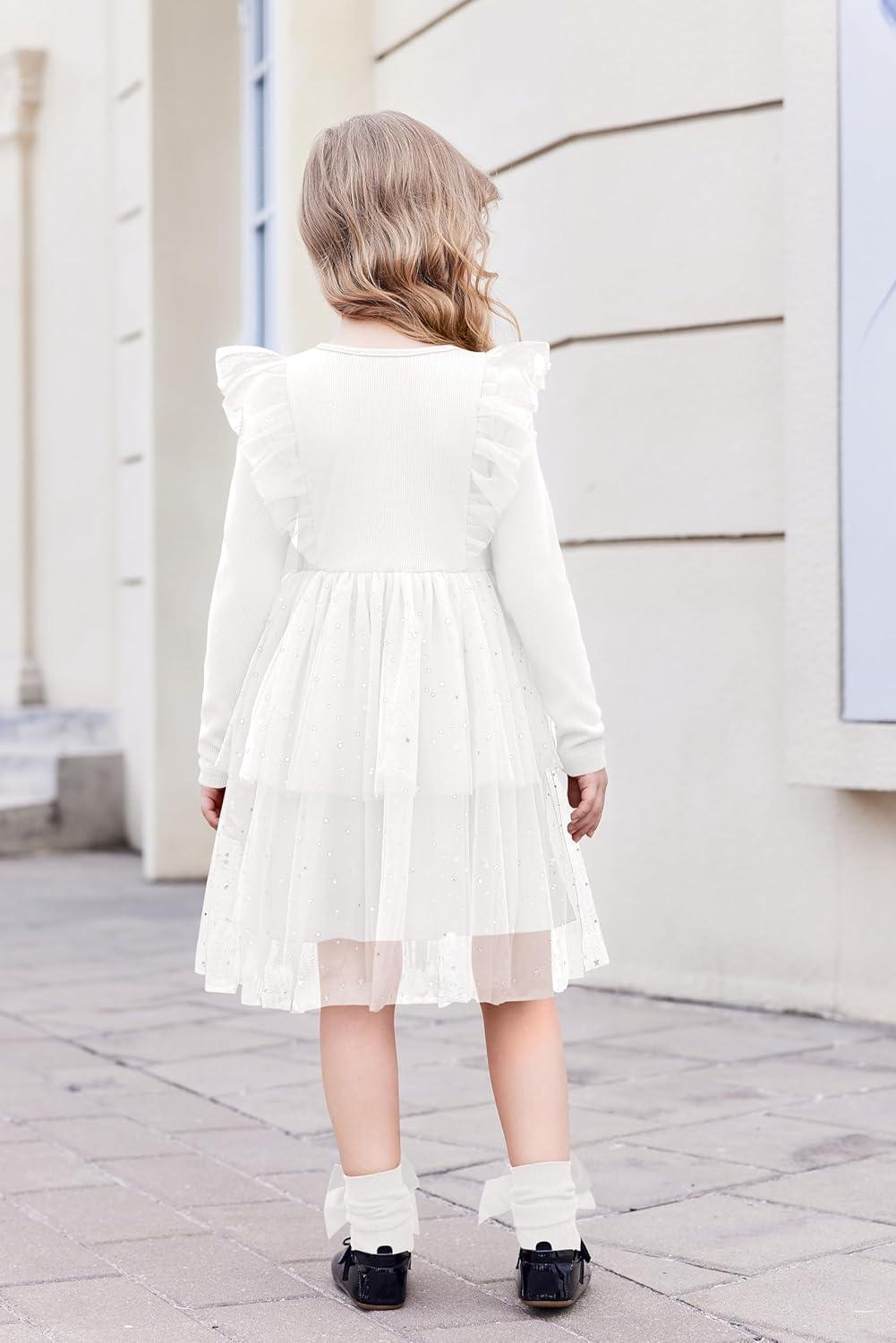image:imageArshiner Toddler Dress Baby Girls Tutu Tiered Formal Party Sequin Tulle Dresses Fall Winter Clothes for 16 YearsWhite
