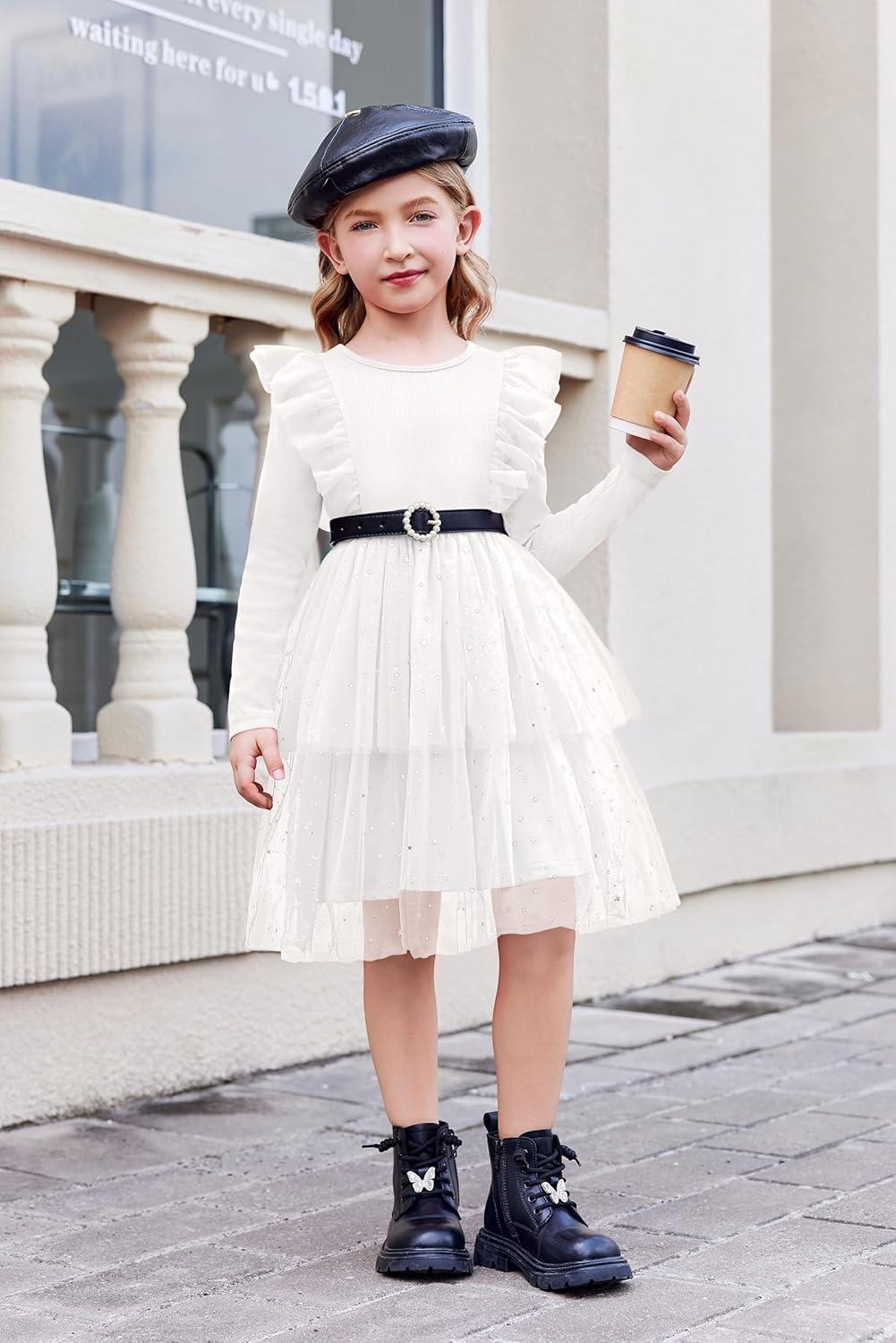 image:imageArshiner Toddler Dress Baby Girls Tutu Tiered Formal Party Sequin Tulle Dresses Fall Winter Clothes for 16 YearsWhite