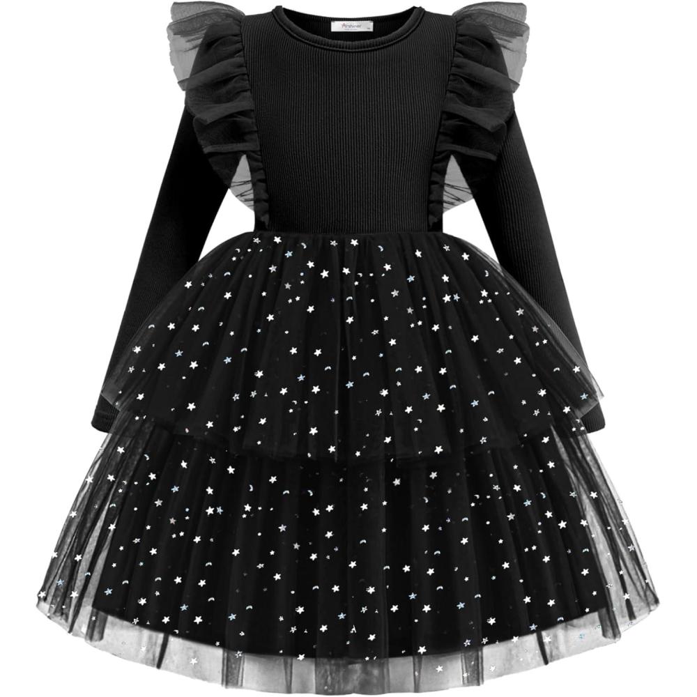 image:imageArshiner Toddler Dress Baby Girls Tutu Tiered Formal Party Sequin Tulle Dresses Fall Winter Clothes for 16 YearsBlack