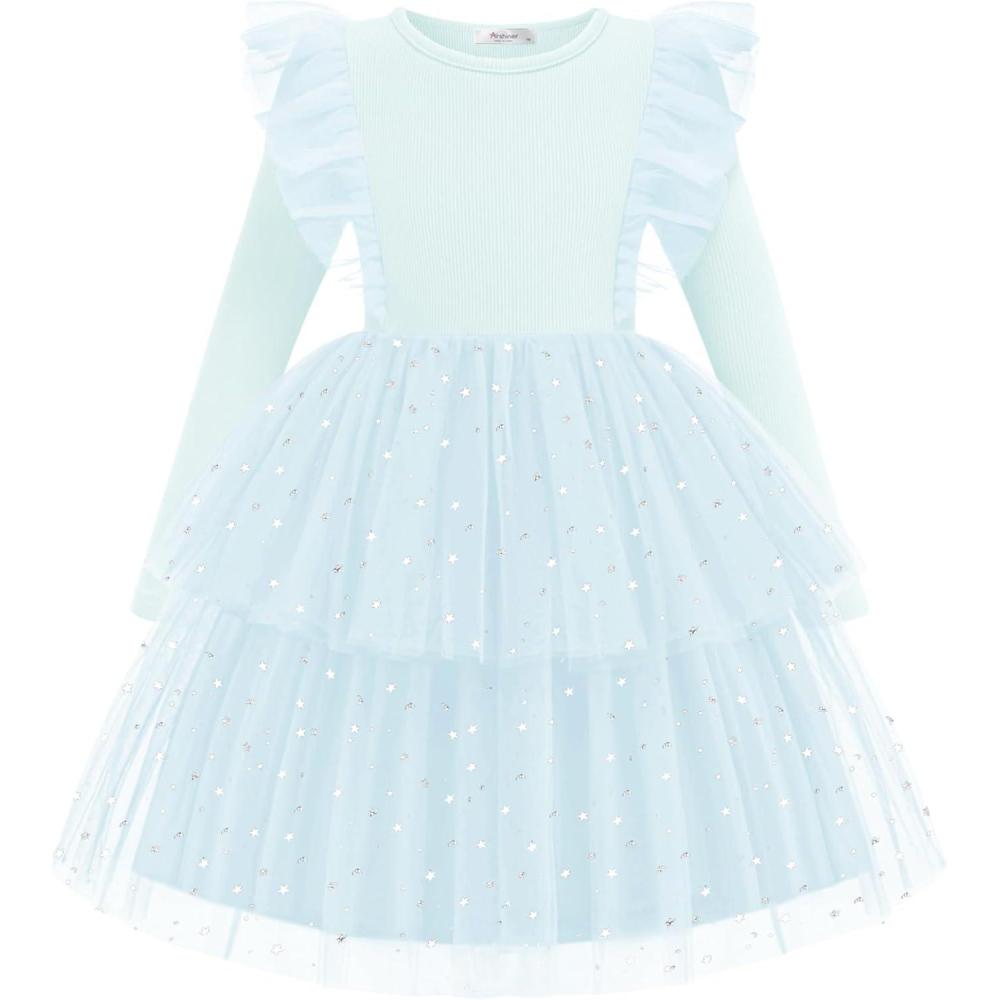 image:imageArshiner Toddler Dress Baby Girls Tutu Tiered Formal Party Sequin Tulle Dresses Fall Winter Clothes for 16 YearsLight Blue