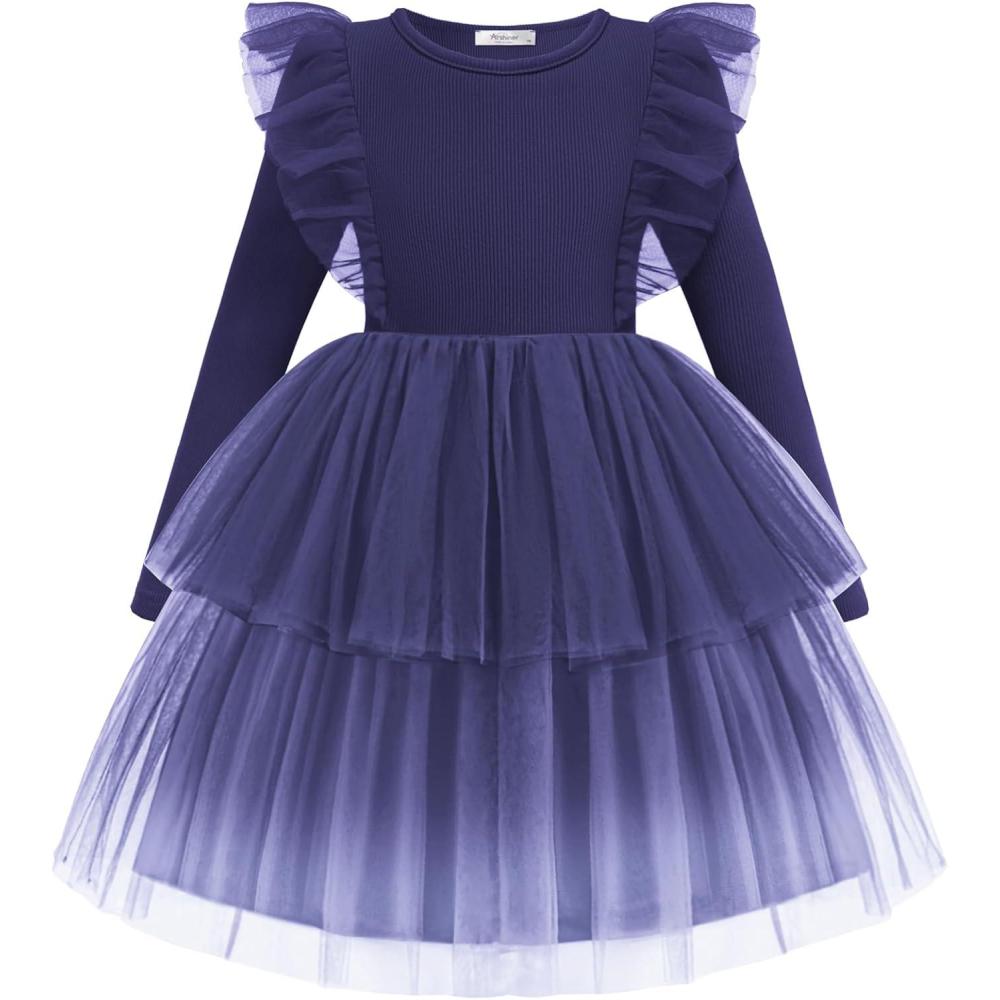 image:imageArshiner Toddler Dress Baby Girls Tutu Tiered Formal Party Sequin Tulle Dresses Fall Winter Clothes for 16 YearsNavy Gradient
