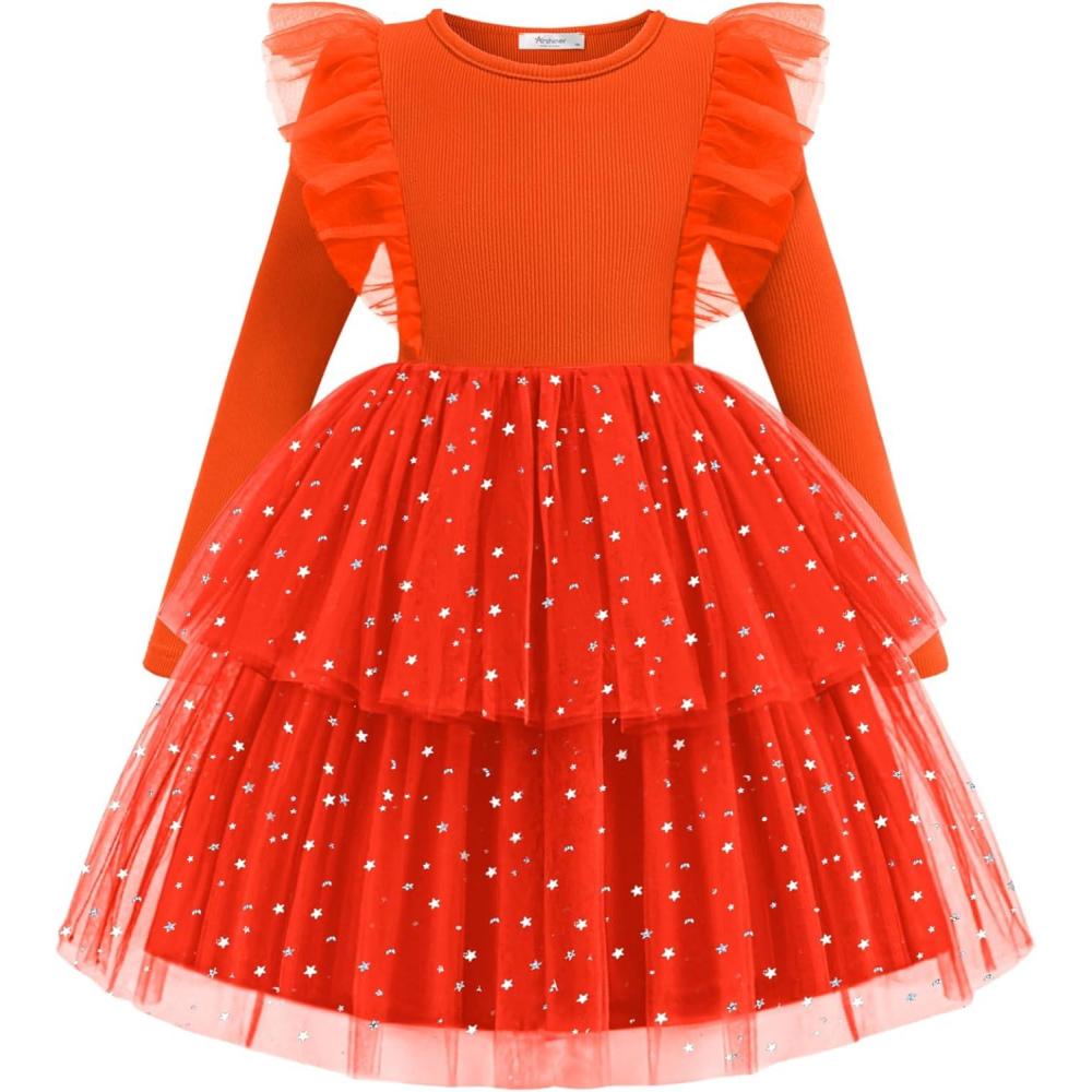 image:imageArshiner Toddler Dress Baby Girls Tutu Tiered Formal Party Sequin Tulle Dresses Fall Winter Clothes for 16 YearsOrange