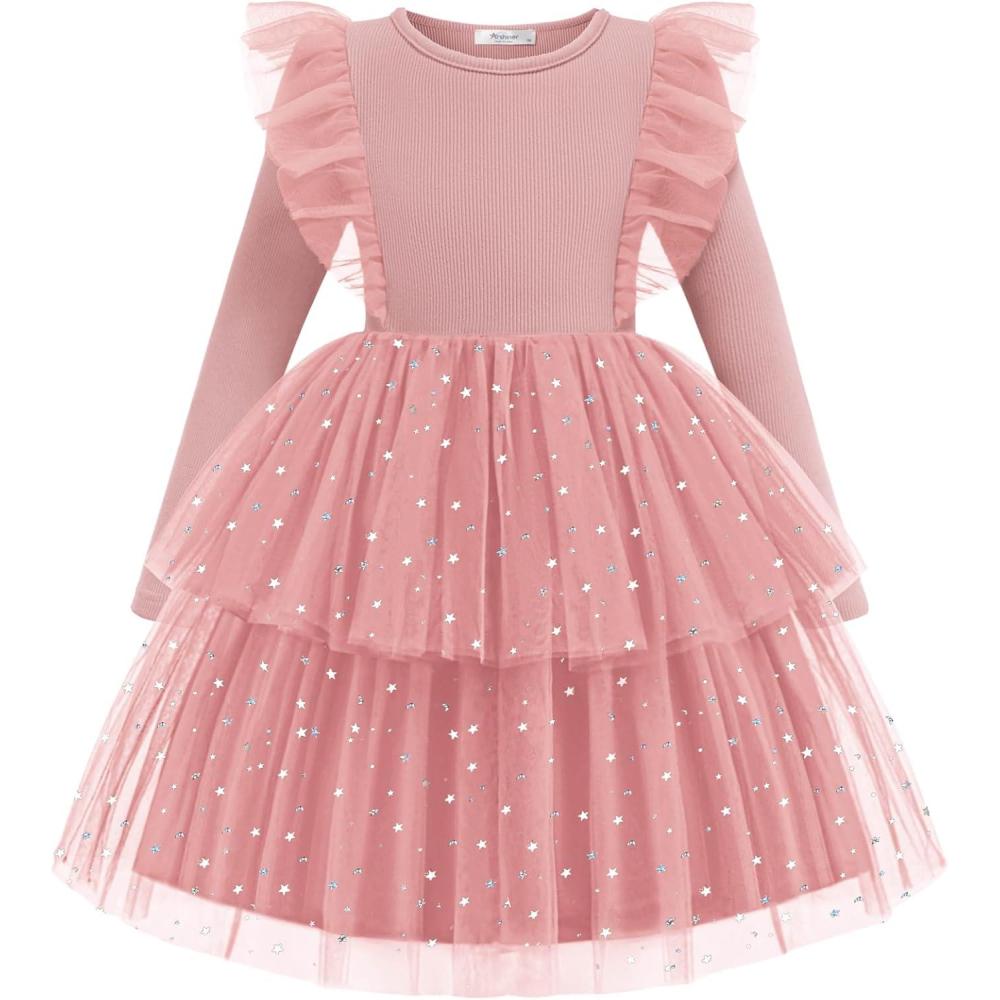 image:imageArshiner Toddler Dress Baby Girls Tutu Tiered Formal Party Sequin Tulle Dresses Fall Winter Clothes for 16 YearsPink