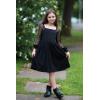Arshiner Girl Tulle Dress Puff Long Sleeve Teen Girls Party Casual Dresses 5-12Y(Black)