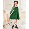Arshiner Girl Tulle Dress Puff Long Sleeve Teen Girls Party Casual Dresses 5-12Y(Deep Green)