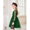 Arshiner Girl Tulle Dress Puff Long Sleeve Teen Girls Party Casual Dresses 5-12Y(Deep Green)
