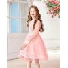 Arshiner Girl Tulle Dress Puff Long Sleeve Teen Girls Party Casual Dresses 5-12Y(Light Pink)