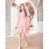 Arshiner Girl Tulle Dress Puff Long Sleeve Teen Girls Party Casual Dresses 5-12Y(Light Pink)