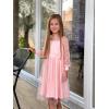 Arshiner Girl Tulle Dress Puff Long Sleeve Teen Girls Party Casual Dresses 5-12Y(Light Pink)