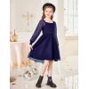 Arshiner Girl Tulle Dress Puff Long Sleeve Teen Girls Party Casual Dresses 5-12Y(Navy Blue)