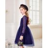 Arshiner Girl Tulle Dress Puff Long Sleeve Teen Girls Party Casual Dresses 5-12Y(Navy Blue)