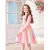 Arshiner Girl Tulle Dress Puff Long Sleeve Teen Girls Party Casual Dresses 5-12Y(Rainbow)
