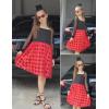 Arshiner Girl Tulle Dress Puff Long Sleeve Teen Girls Party Casual Dresses 5-12Y(Red Plaid)