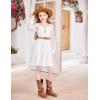 Arshiner Girl Tulle Dress Puff Long Sleeve Teen Girls Party Casual Dresses 5-12Y(White)