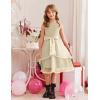 Arshiner Girls Dress Formal Party Fluffy Tulle Sleeveless Belted Dresses Size 3-11Y(Beige)