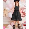 Arshiner Girls Dress Formal Party Fluffy Tulle Sleeveless Belted Dresses Size 3-11Y(Black)