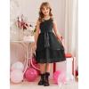 Arshiner Girls Dress Formal Party Fluffy Tulle Sleeveless Belted Dresses Size 3-11Y(Black)