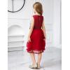 Arshiner Girls Dress Formal Party Fluffy Tulle Sleeveless Belted Dresses Size 3-11Y(Dark Red)