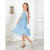 Arshiner Girls Dress Formal Party Fluffy Tulle Sleeveless Belted Dresses Size 3-11Y(Light Blue)