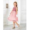 Arshiner Girls Dress Formal Party Fluffy Tulle Sleeveless Belted Dresses Size 3-11Y(Light Pink)