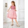 Arshiner Girls Dress Formal Party Fluffy Tulle Sleeveless Belted Dresses Size 3-11Y(Light Pink)