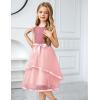 Arshiner Girls Dress Formal Party Fluffy Tulle Sleeveless Belted Dresses Size 3-11Y(Light Pink)